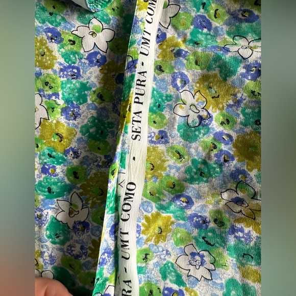 Flower silk dress/size M/ - Picture 6 of 7